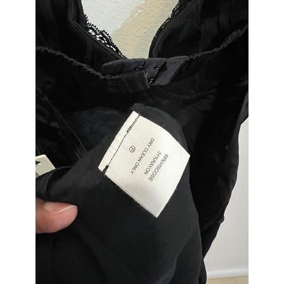 Rumored NWT Women Negroni Black Bamboo Printed Satin Slip Dress Elegant Medium - Picture 10 of 12